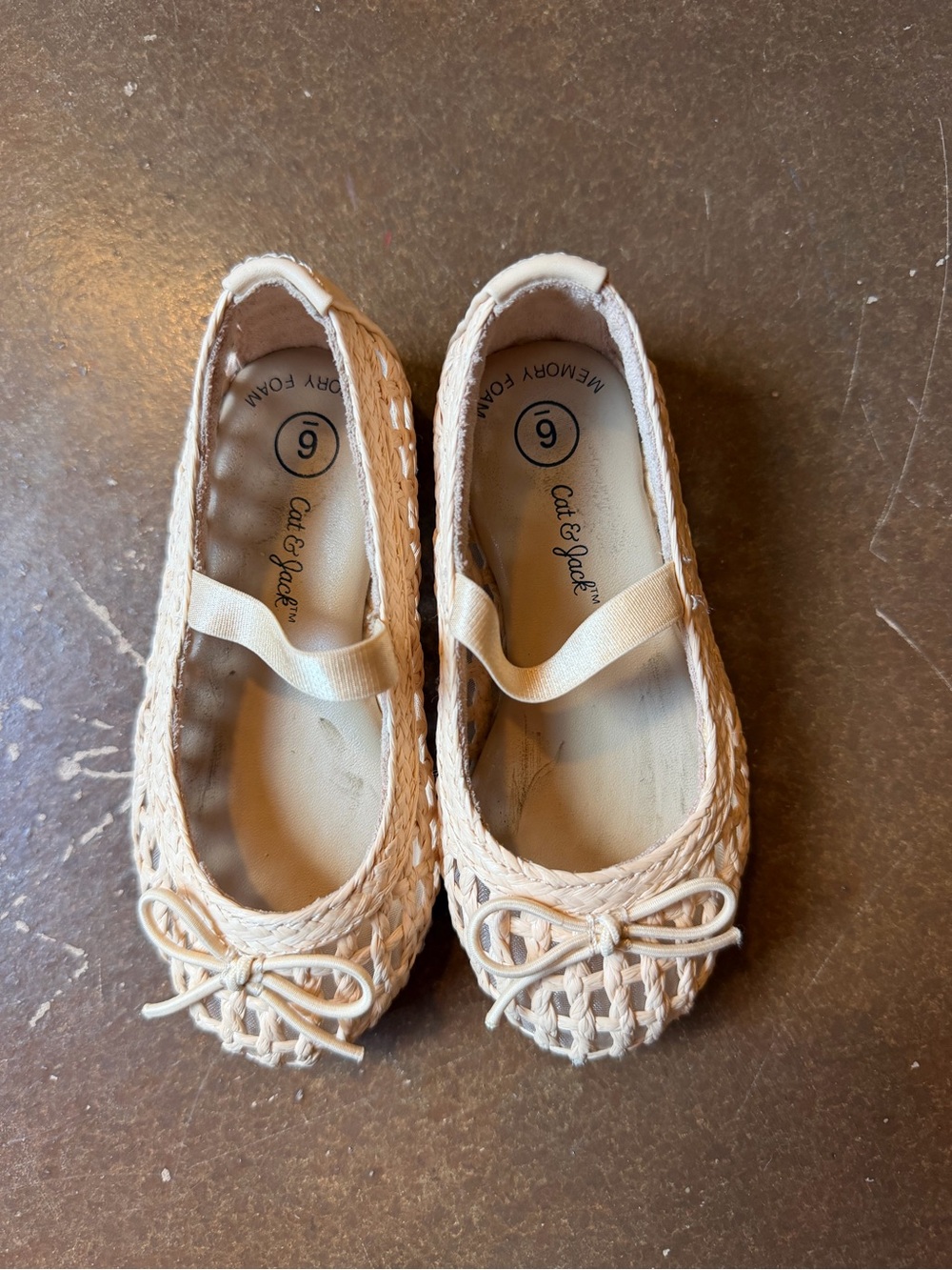 Cat & Jack Cream Braided Mary Jane Flats with Bow